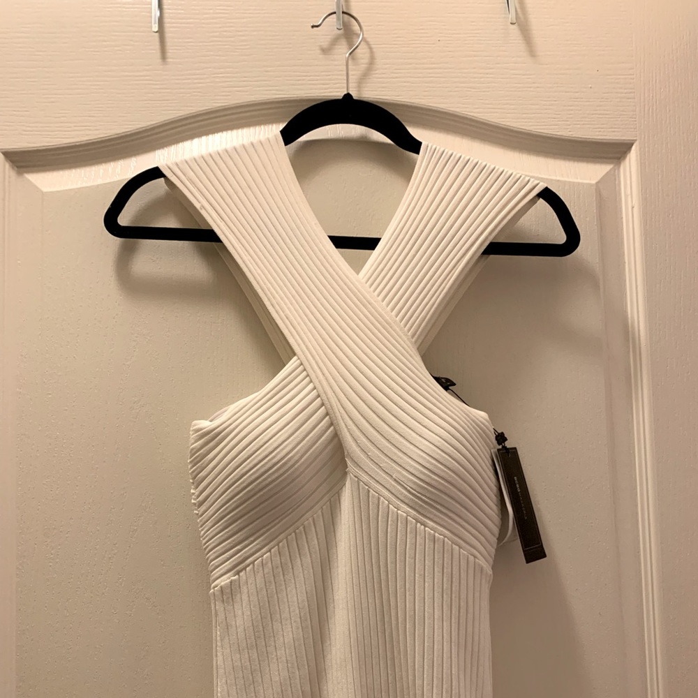 BCBG Max Azria Cross-band Ribbed Top